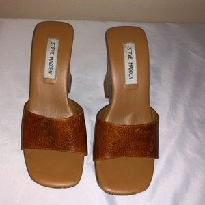 Steve Madden Wooden Leather Sandals Very NICE 7.5